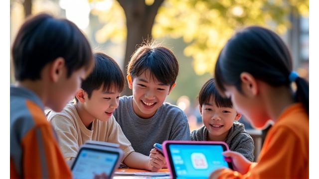 新宿区の地域イベントで、イールカグライドの社員が子供たちにプログラミングを教えている様子。