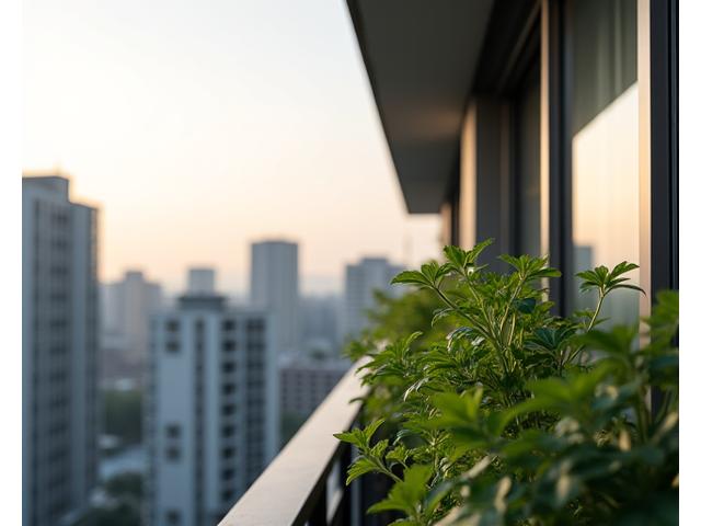 東京の高層マンションとベランダ菜園