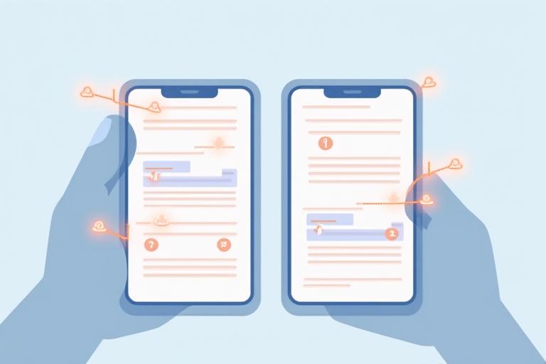 スマートフォン画面がユーザーの操作に応じてリアルタイムでレイアウトを変更する様子を示す、クリーンなUIデザインのイラスト。