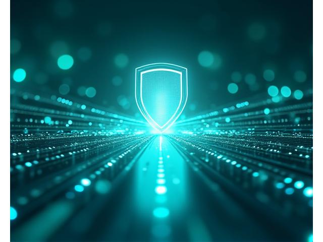 データセキュリティと信頼を表す、流れるようなデータ保護のイメージ